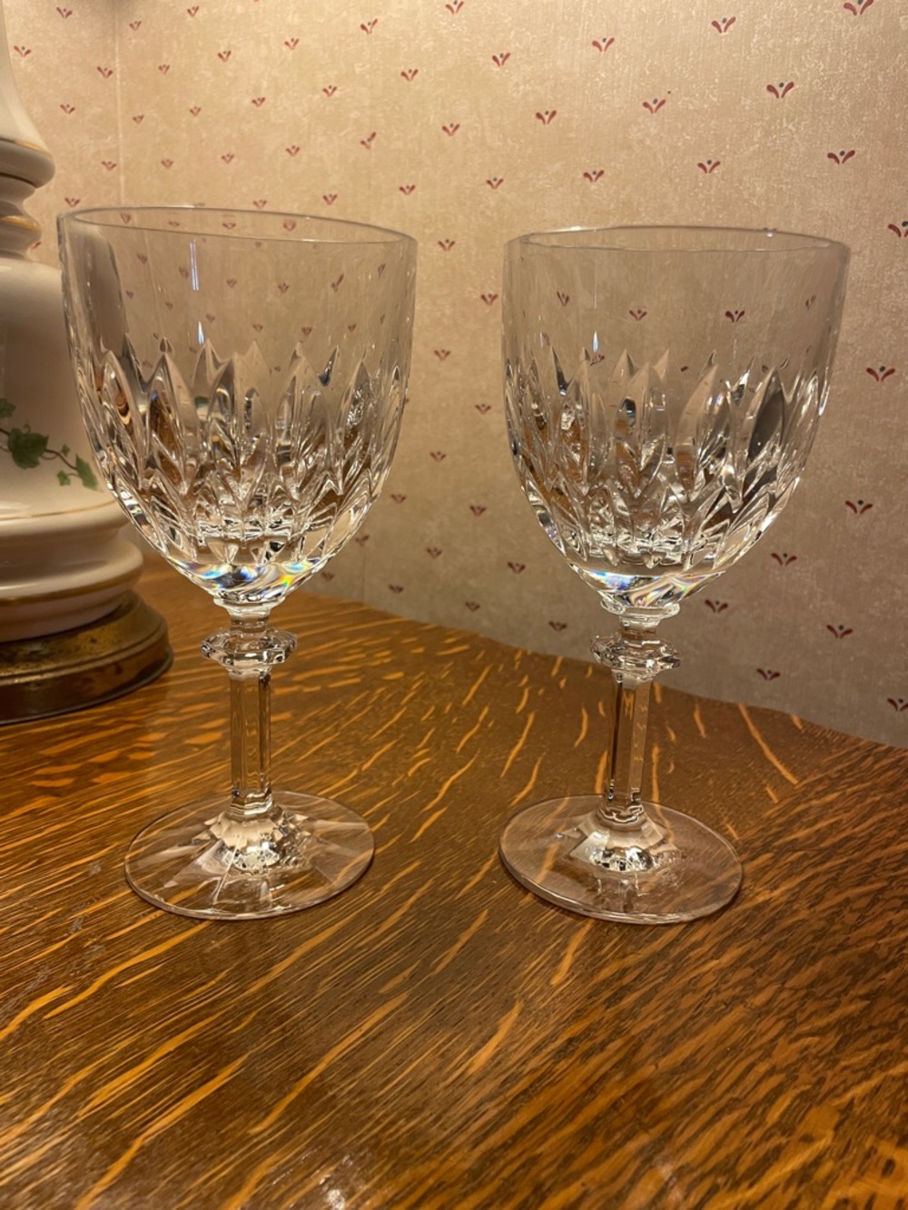 Gorham Fine Crystal Water Goblets (2) Althea Pattern, Like New Condition